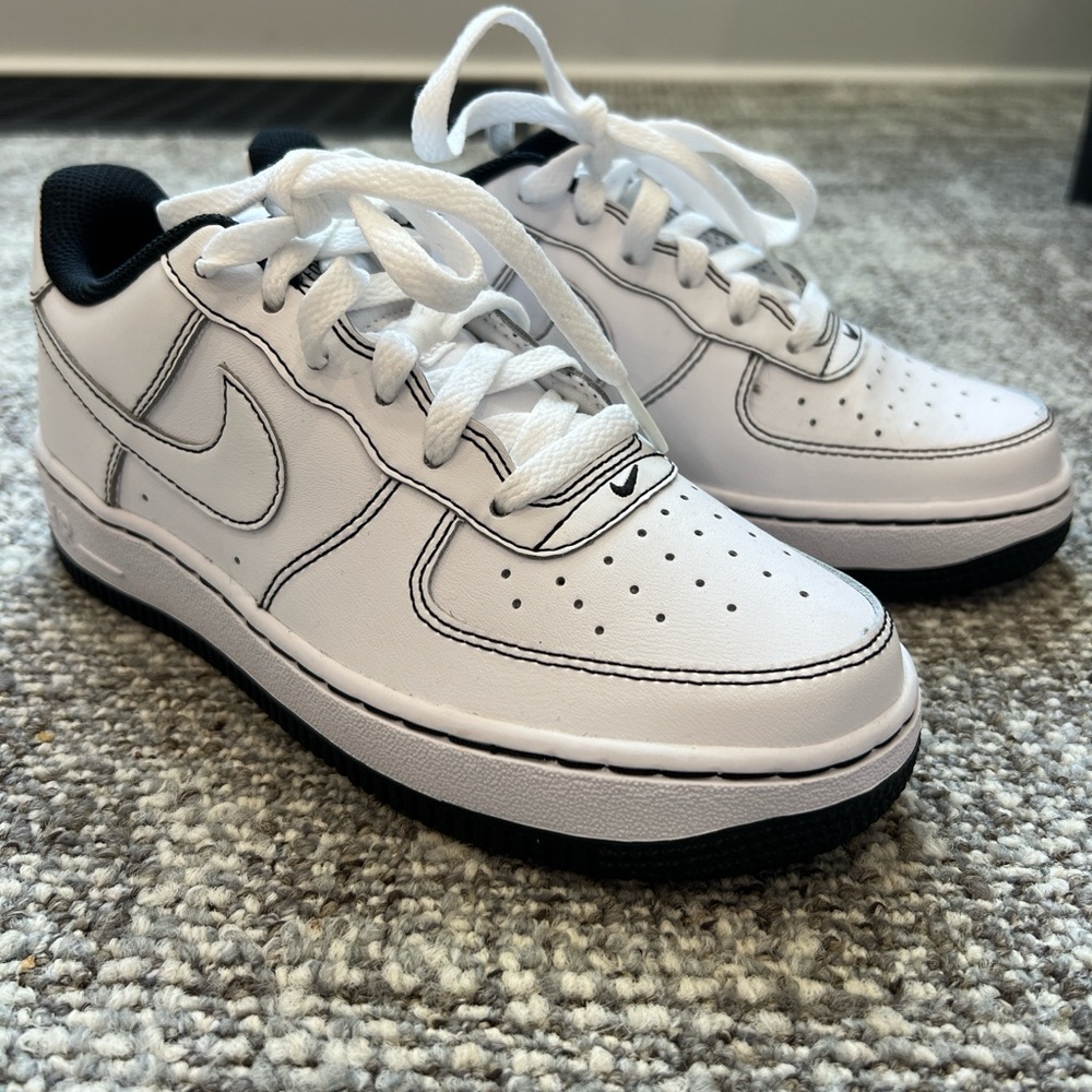 Nike Kids Air Force 1 White and Black Sneakers